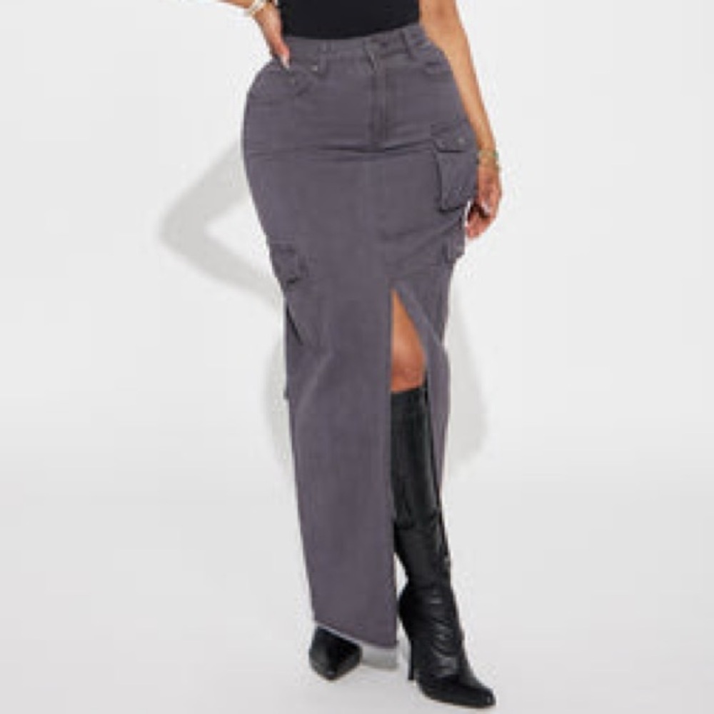 Edgy Gray Cargo Skirt